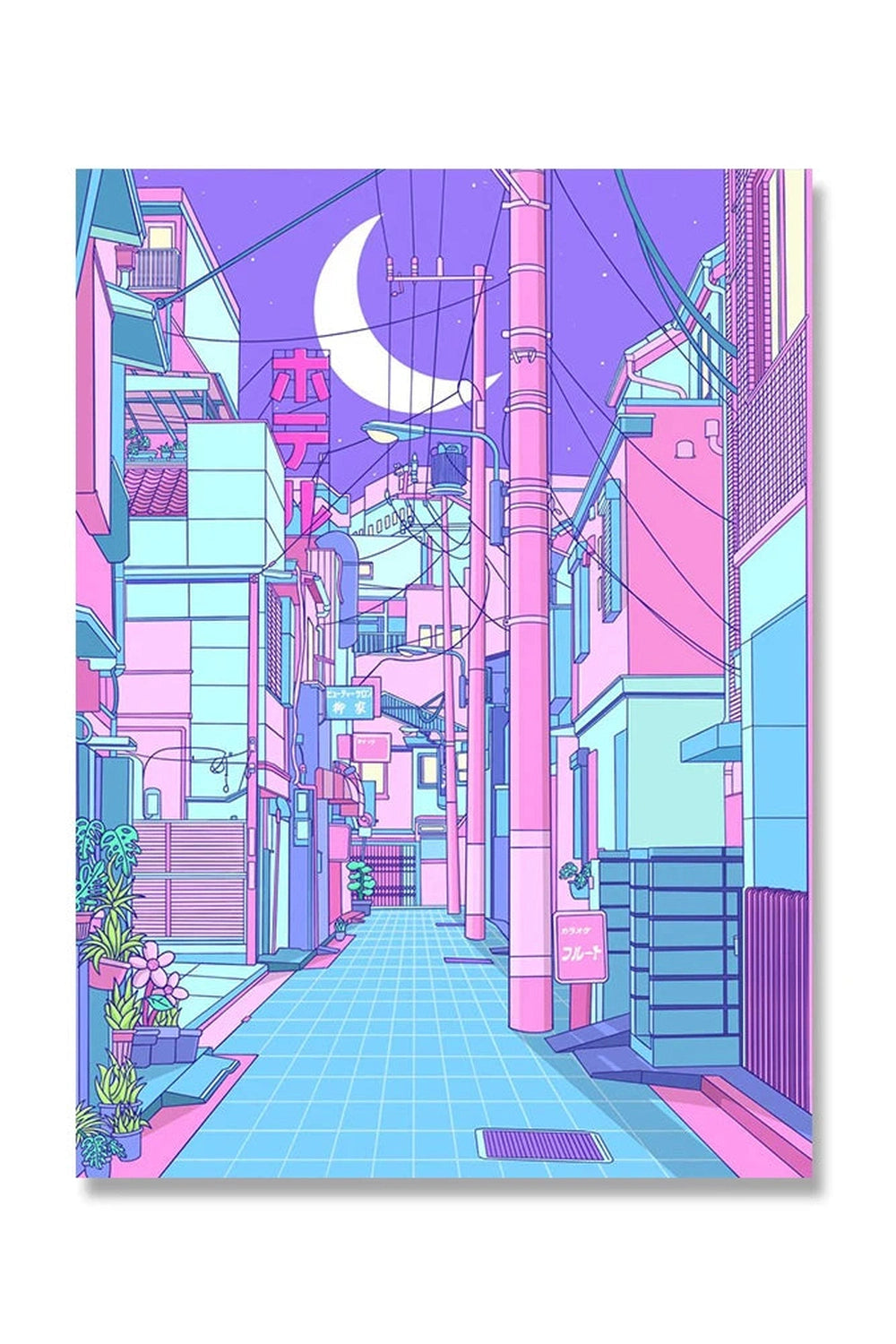 Japan City Night Canvas Poster