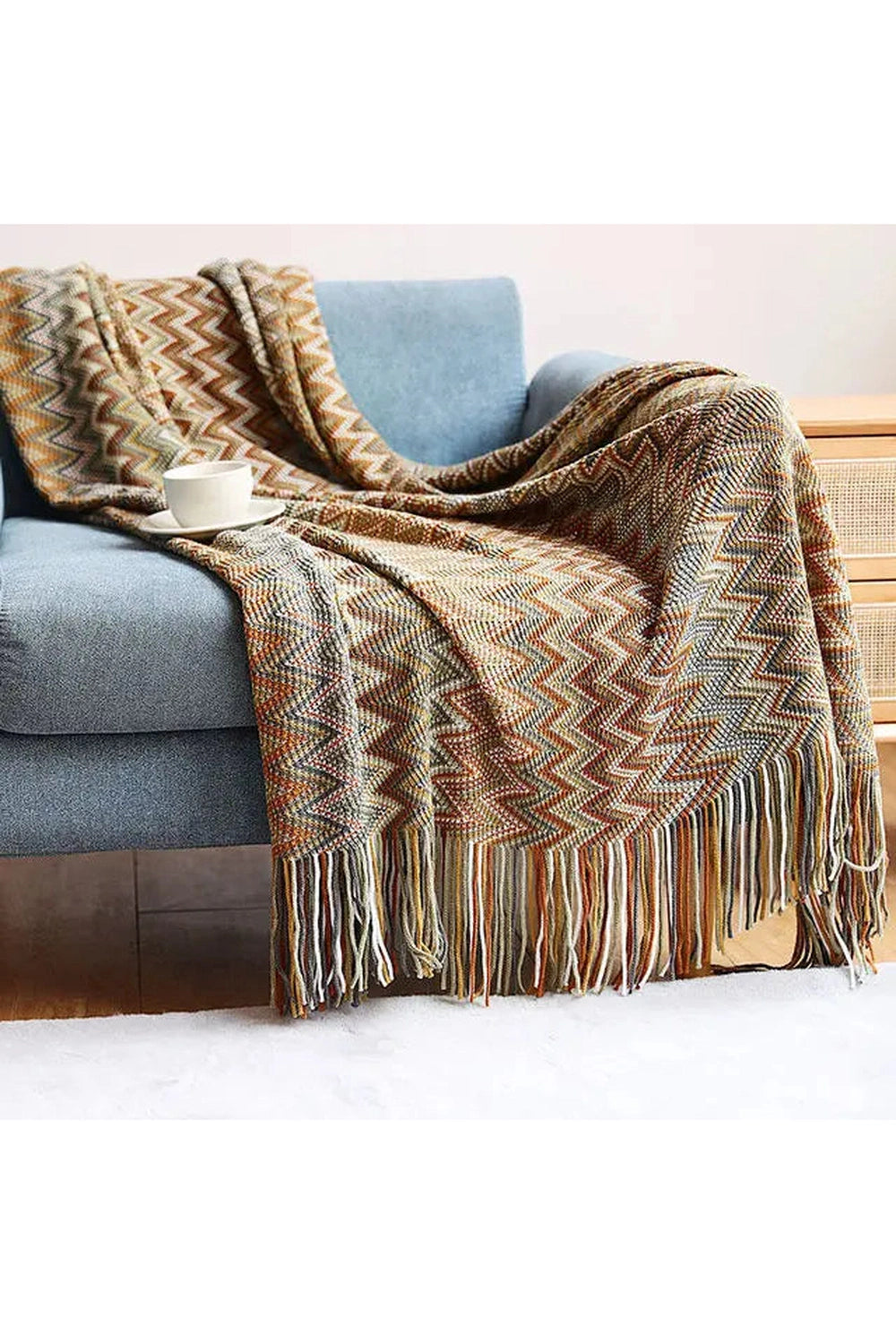 Fall Decor Cozy Chevron Knit Blankets