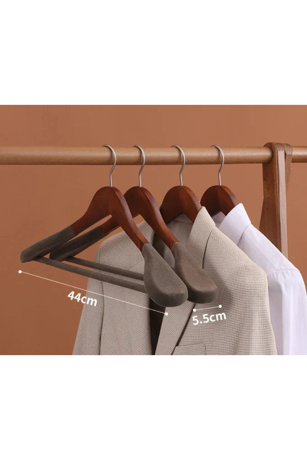 Velvet coat hanger wood flocking wide shoulder suit clothes rack home Wardrobe closet organizer luxury clothes wooden hanger