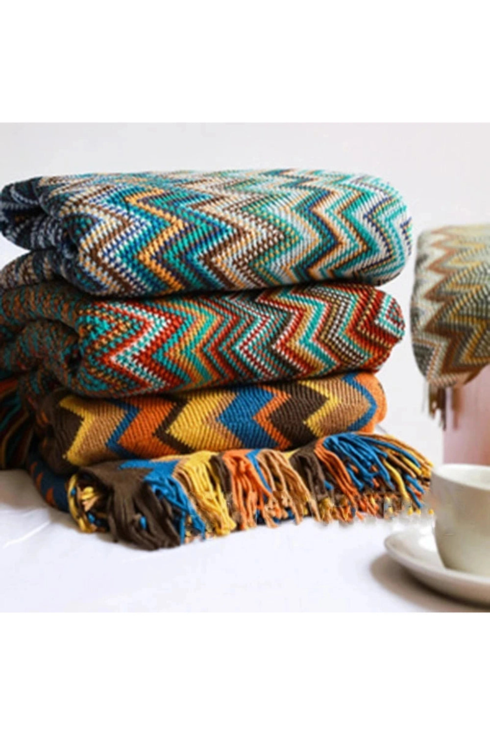 Fall Decor Cozy Chevron Knit Blankets