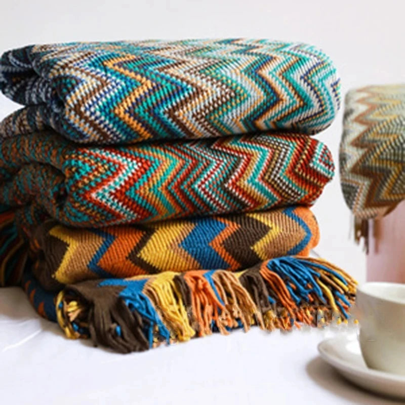 Vibrant Chevron Knit Blanket