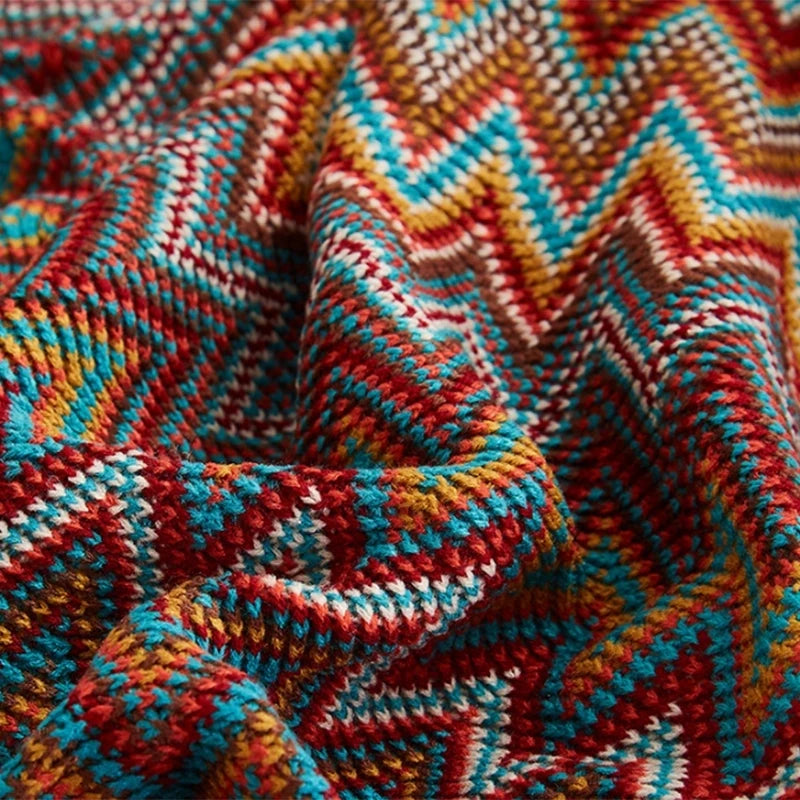 Vibrant Chevron Knit Blanket