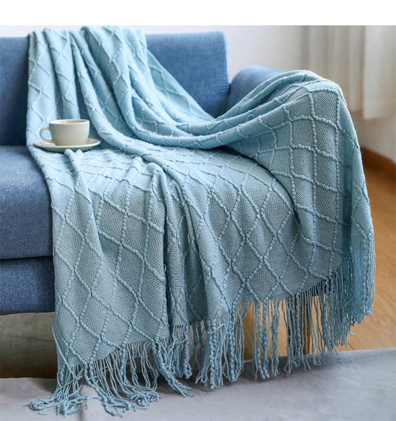 Sage Diamond Knit Throw Blanket