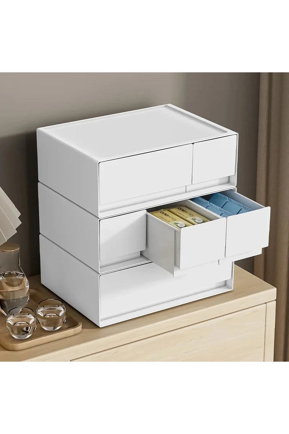 Stackable White Storage Drawer