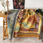 Boho Sun & Floral Tapestry Blanket