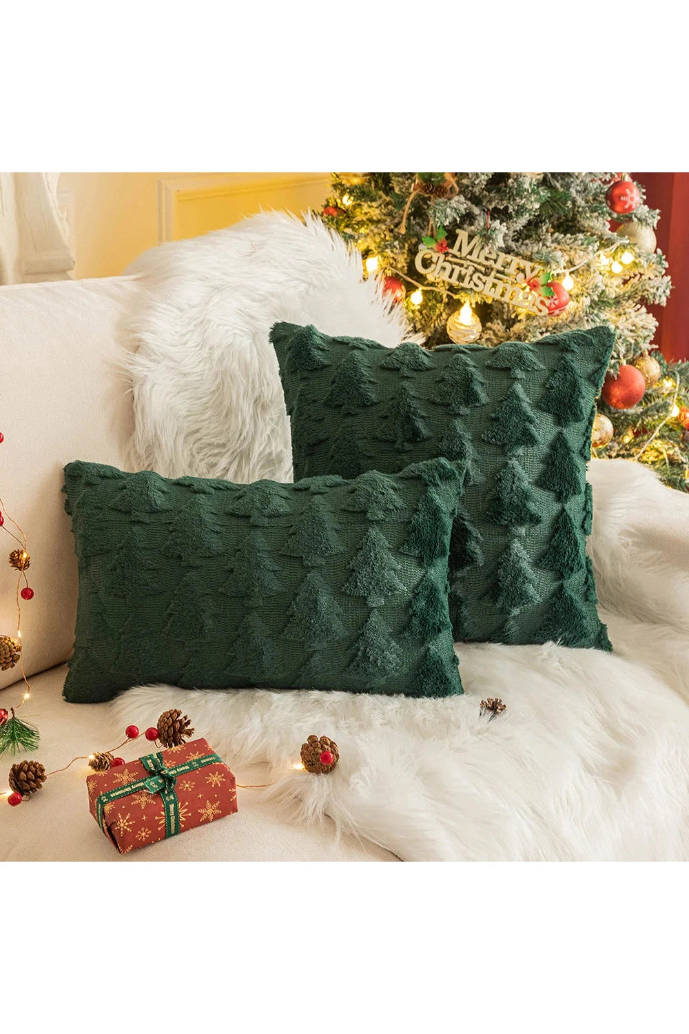 Festive Plush Christmas Pillow Case