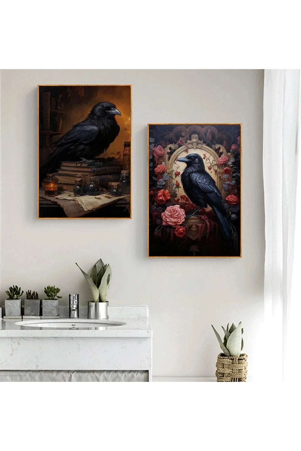 Gothic Crow Canvas Posters Set