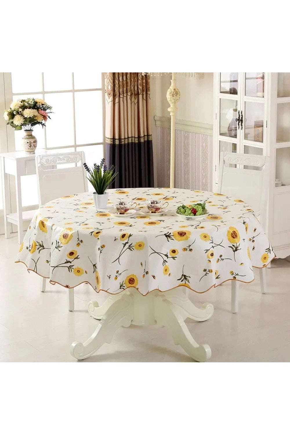 Floral Waterproof Round Tablecloth