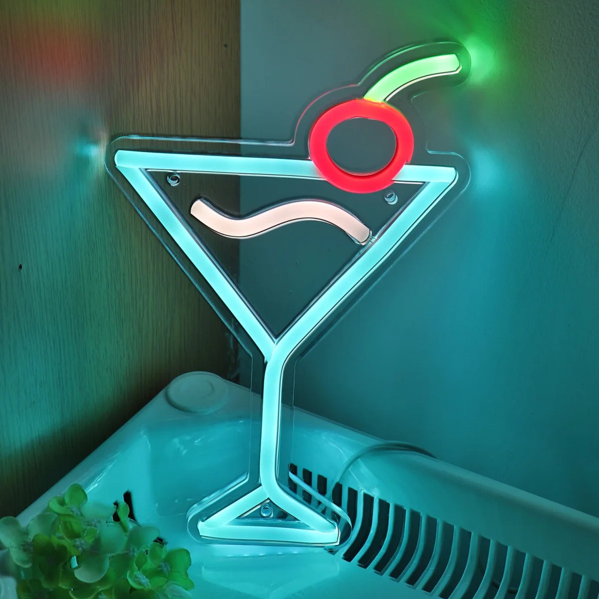 Blue Cherry Cocktail Neon Sign