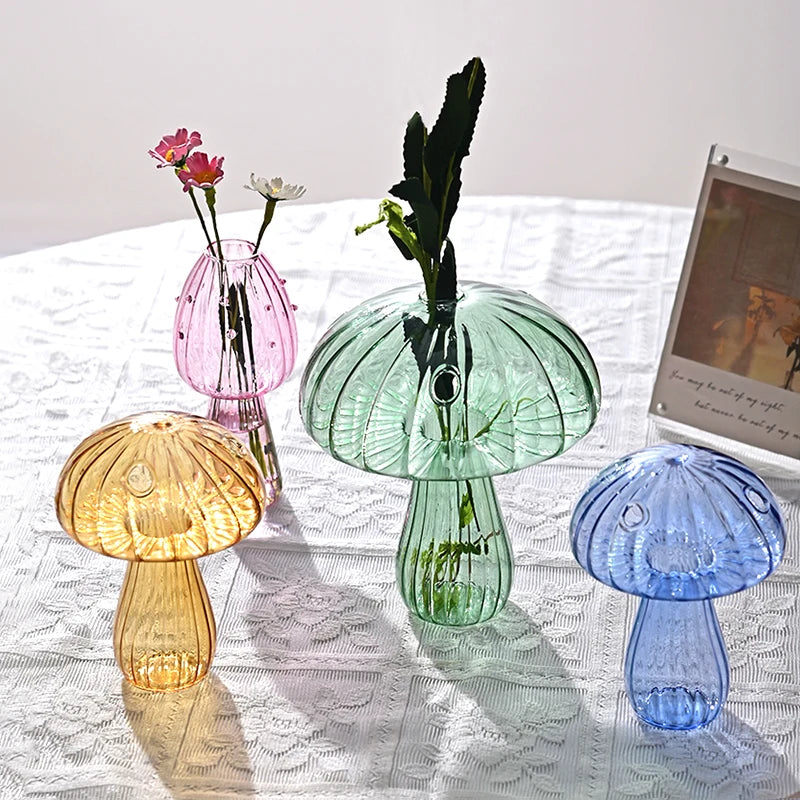 Whimsical Mushroom Glass Vases