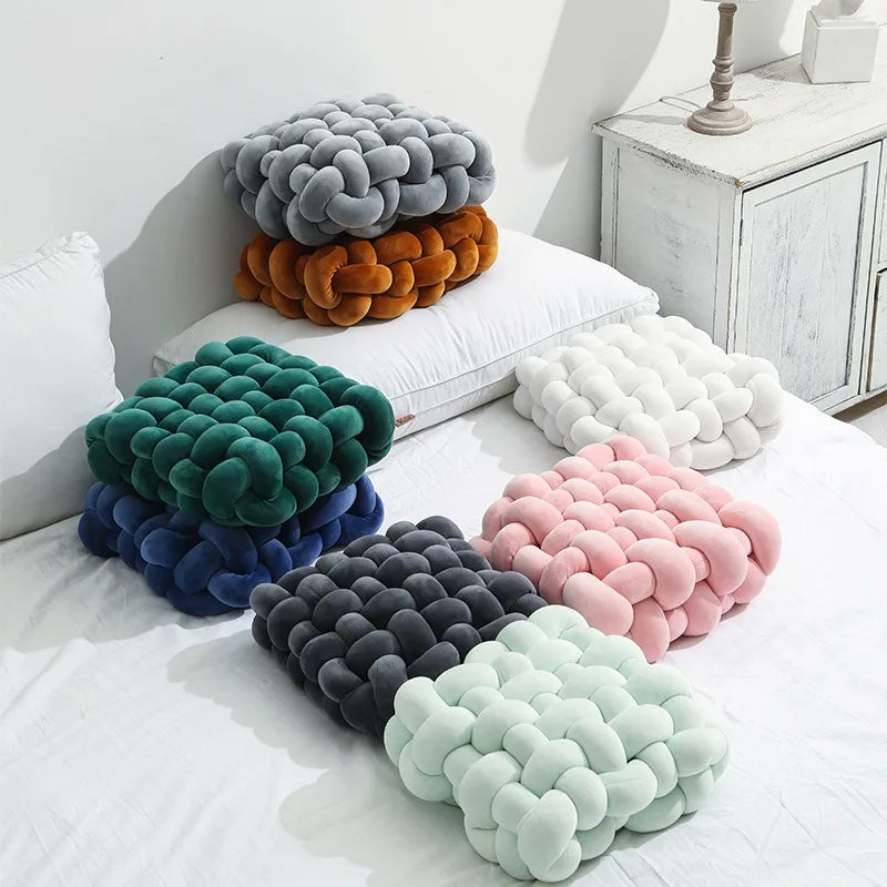 Velvet Knot Cloud Backrest Pillow Set