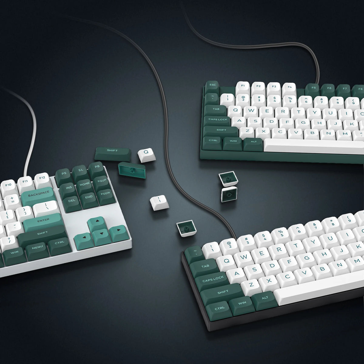 Green White Backlit Keycaps