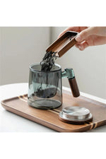 Walnut Lid Glass Tea Mug