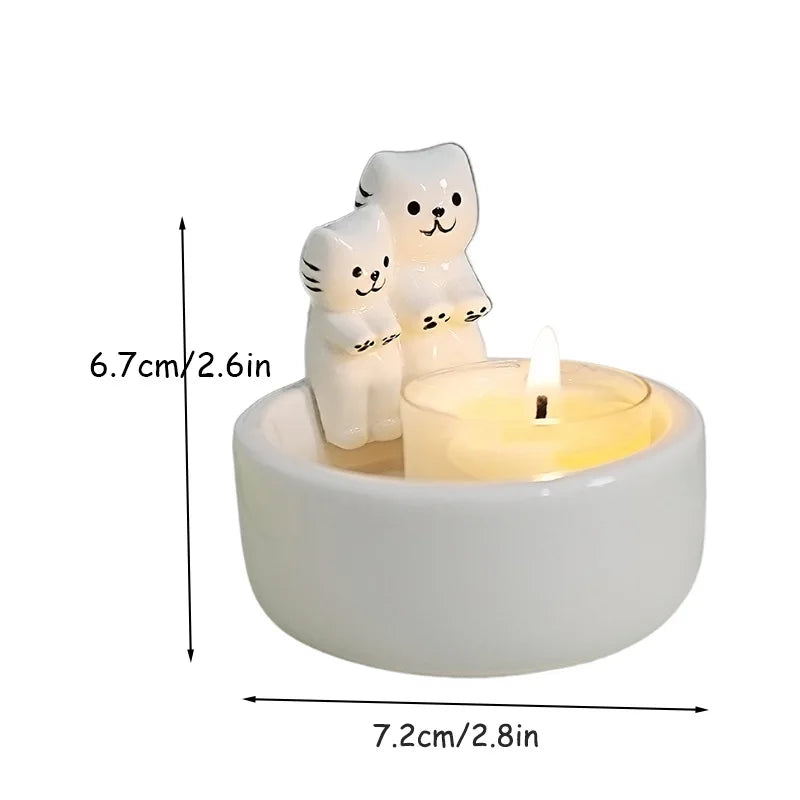 Cozy Cat Ceramic Candle Holder