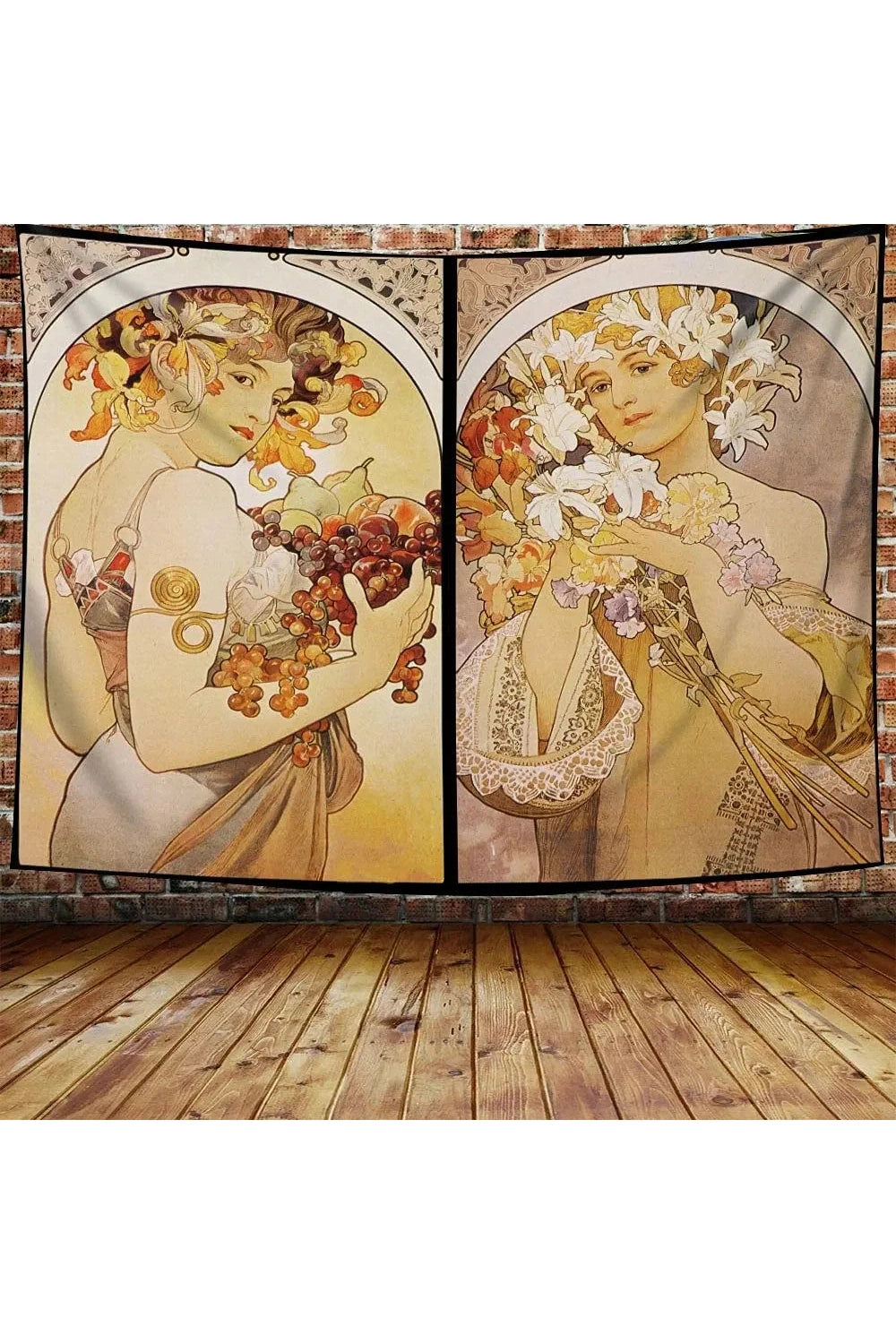 Art Nouveau Lady Tapestry Medieval Optimized Style Tapestries Artwork Wall Hanging Retro Paris Nouveau Vineyard Flirt Home Decor