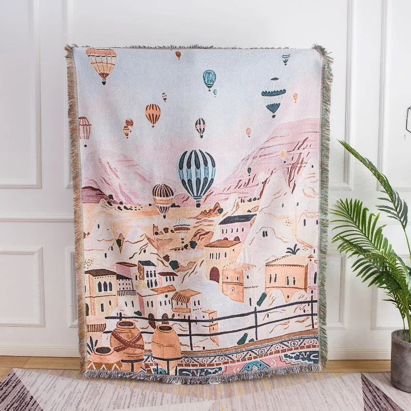 Bohemian Village Landscape Blanket