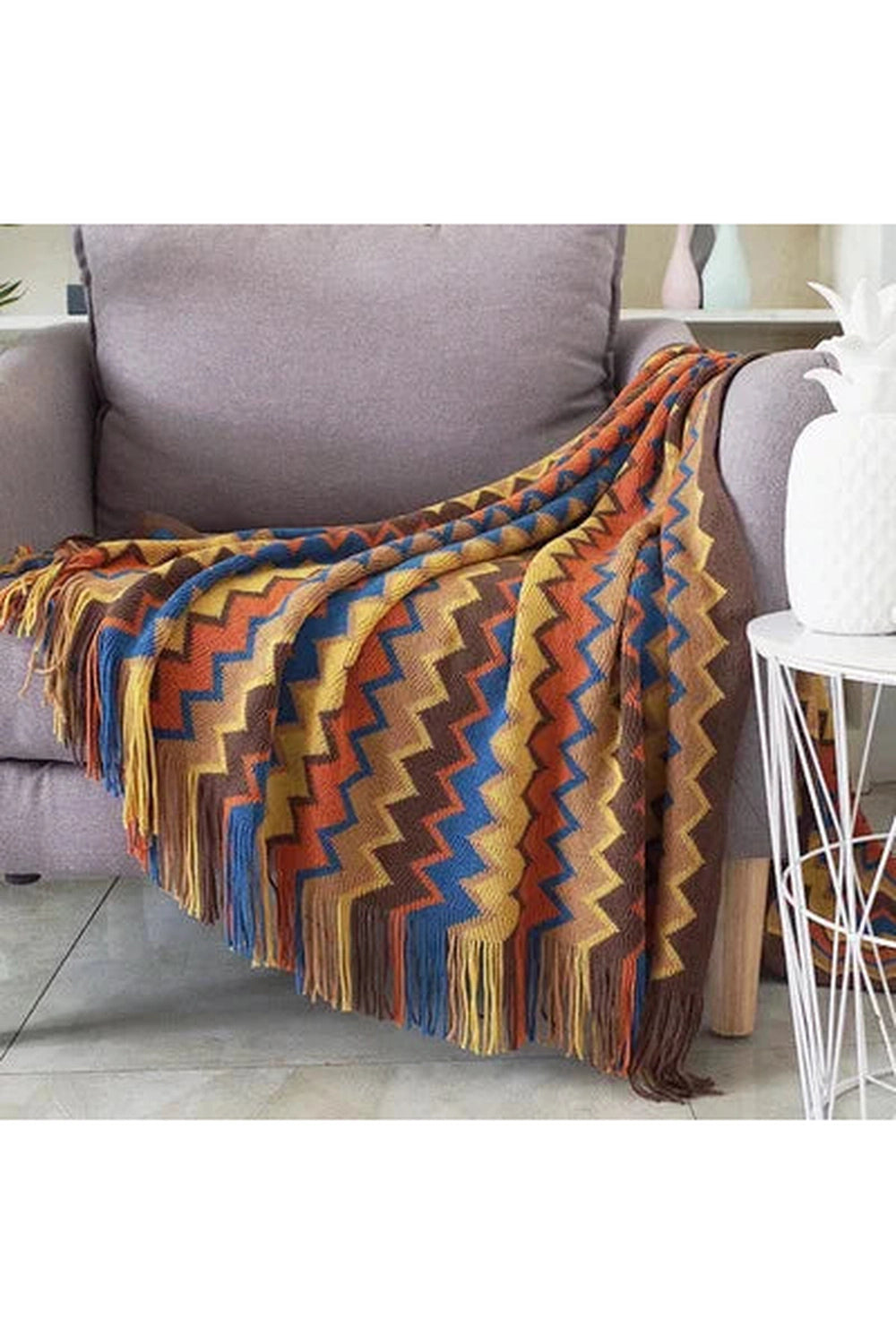 Fall Decor Cozy Chevron Knit Blankets