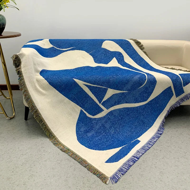 Minimalist Blue Silhouette Throw Blanket