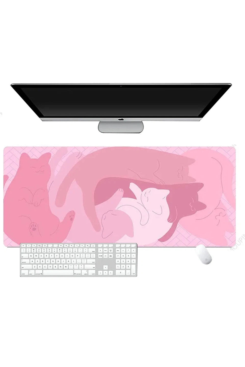 Black Kawaii Cat Deskmat