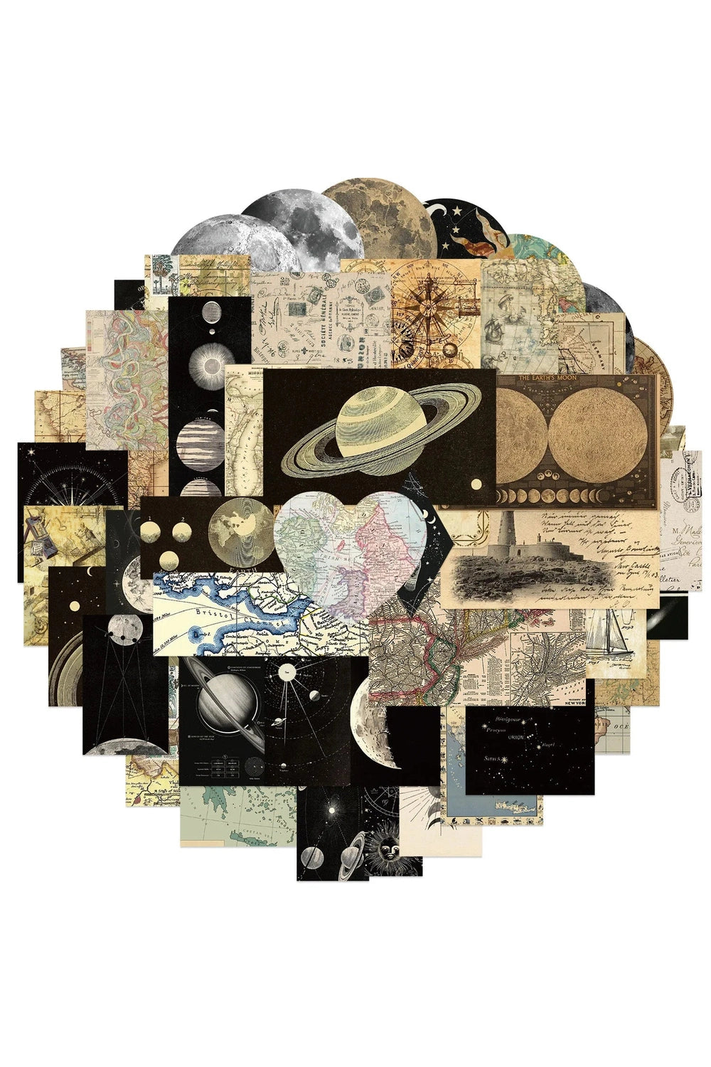 Vintage Planet Map Scrapbooking Stickers