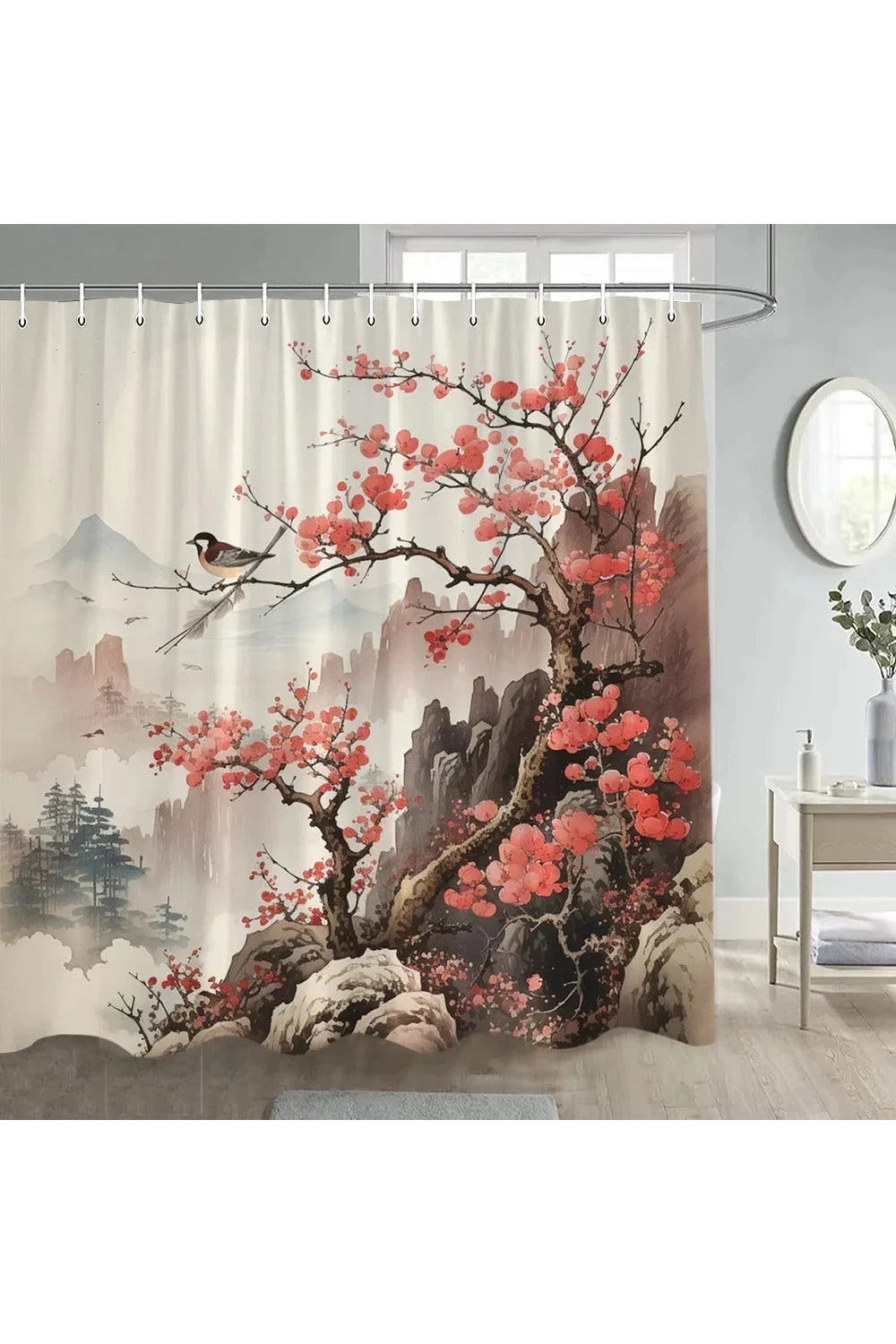 Japanese Birds Shower Curtain