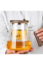 Wood Handle Glass Teapot