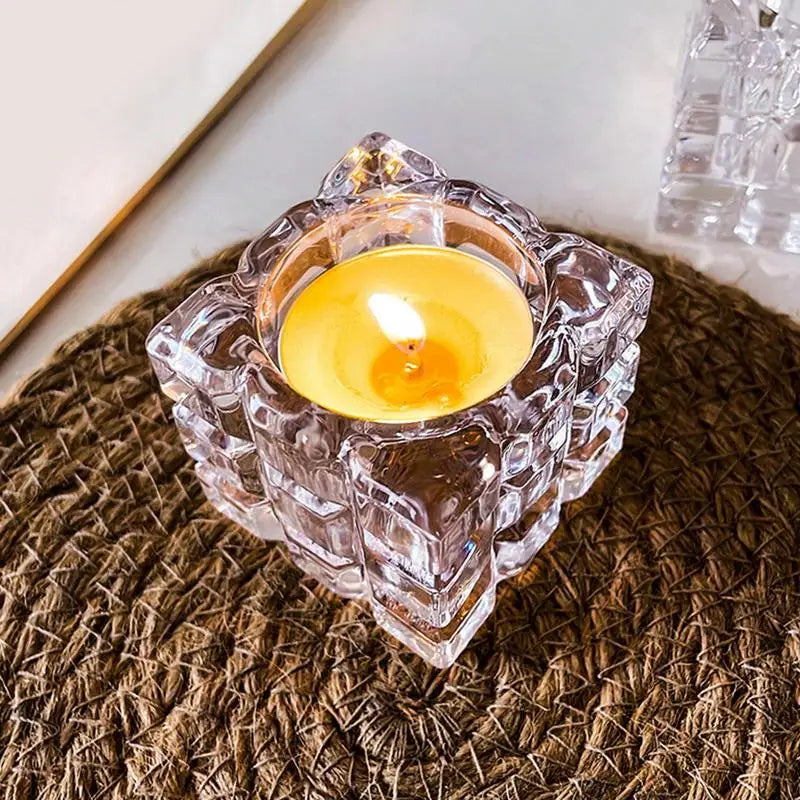 90s Crystal Cube Elegant Candle Holder