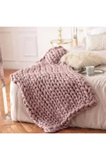 Soft Warm Large Handmade Knitted Coarse Woolen Blanket Pretty Gift For Winter Bed Sofa Girl All Season Sleeping Bag