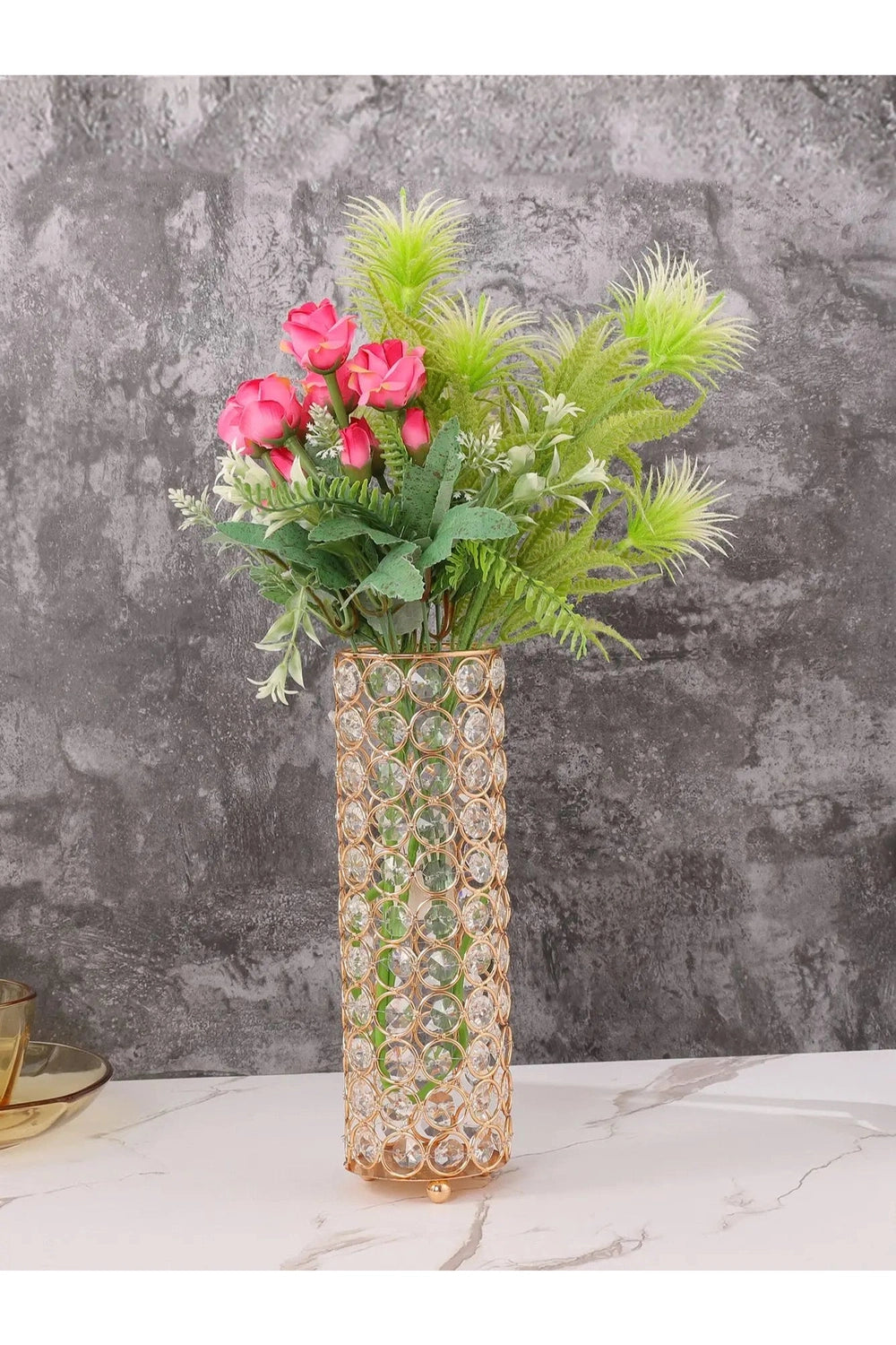 Crystal Gold Floral Vase