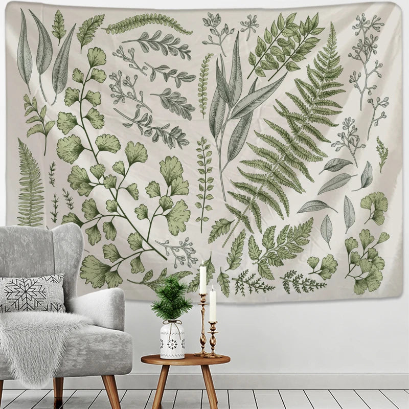 Botanische Farne Natur Wandbehang