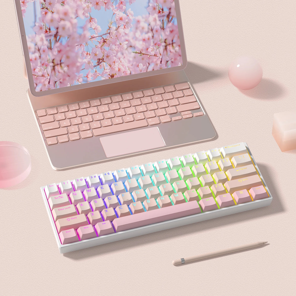 Pink Shine Through Keycaps