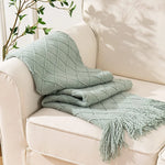 Sage Diamond Knit Throw Blanket