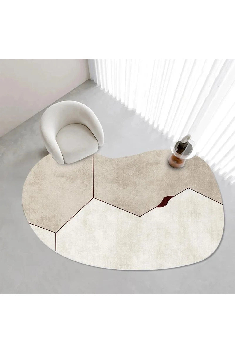 Cream Oval Soft Rug