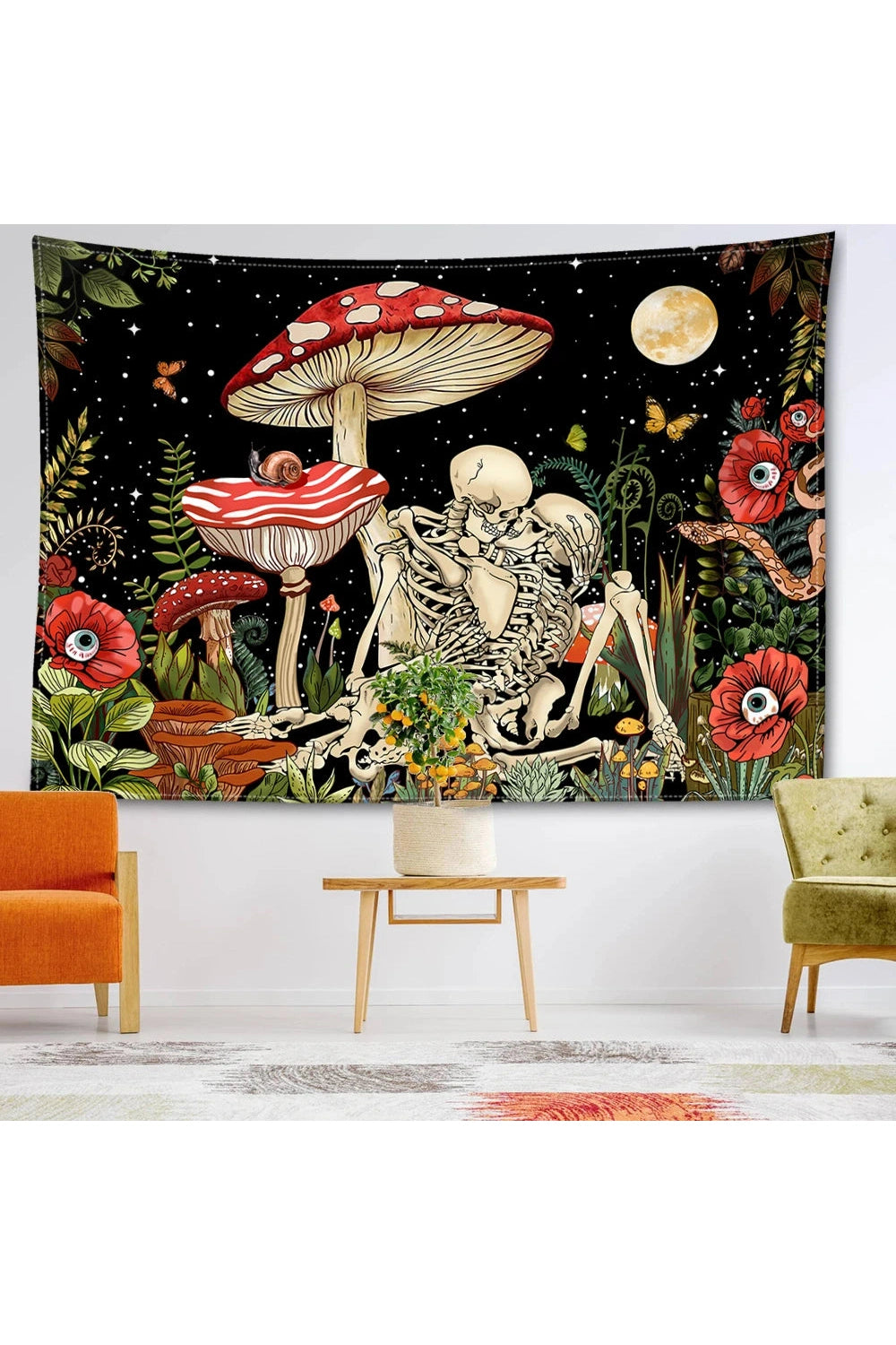 Midnight Forest Skeleton Tapestry