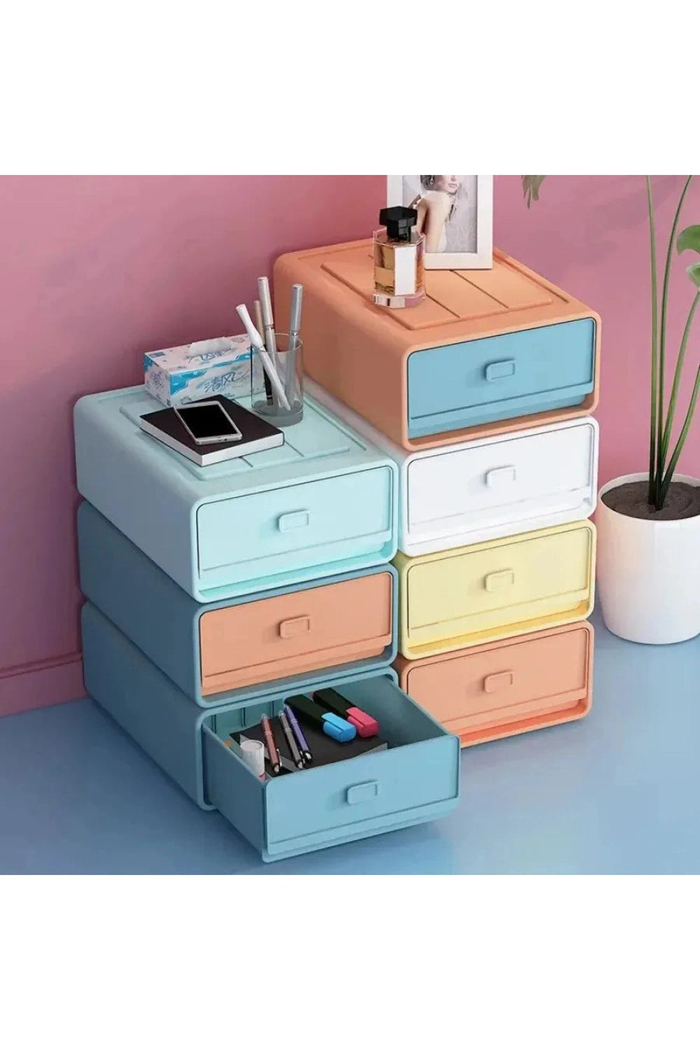 Pastel Stackable Organizer Drawers