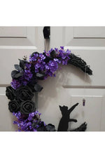 Halloween Moonlit Cat Wreath