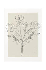 Beige Botanical Line Art Canvas Poster