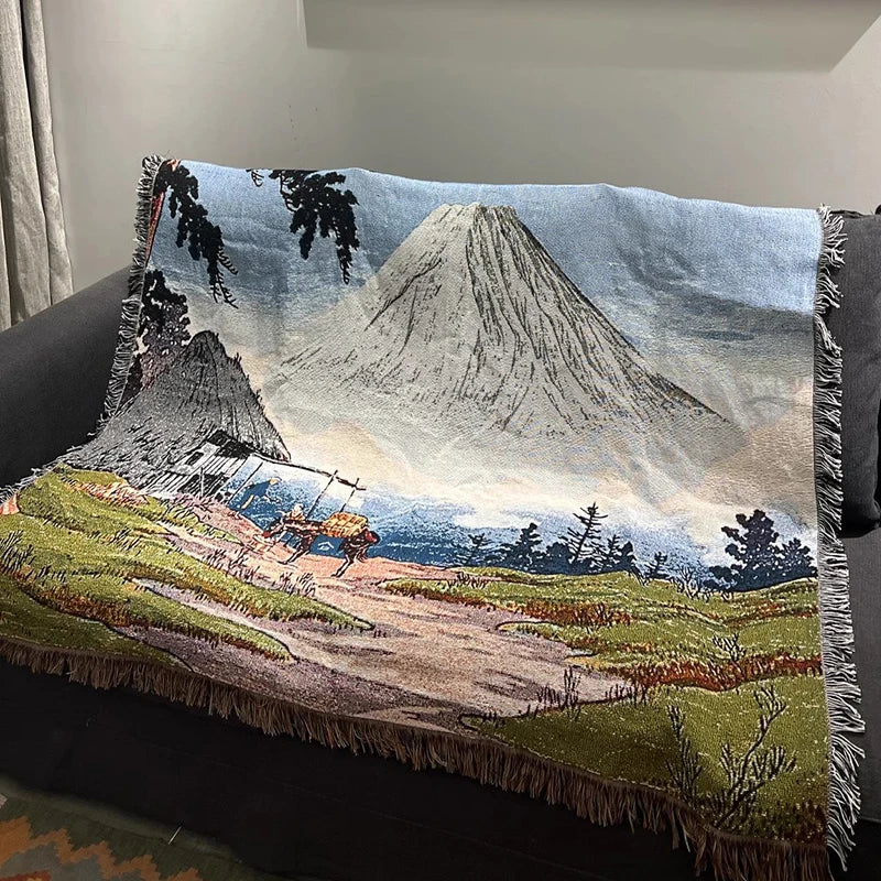 Serene Mountain Landscape Blanket