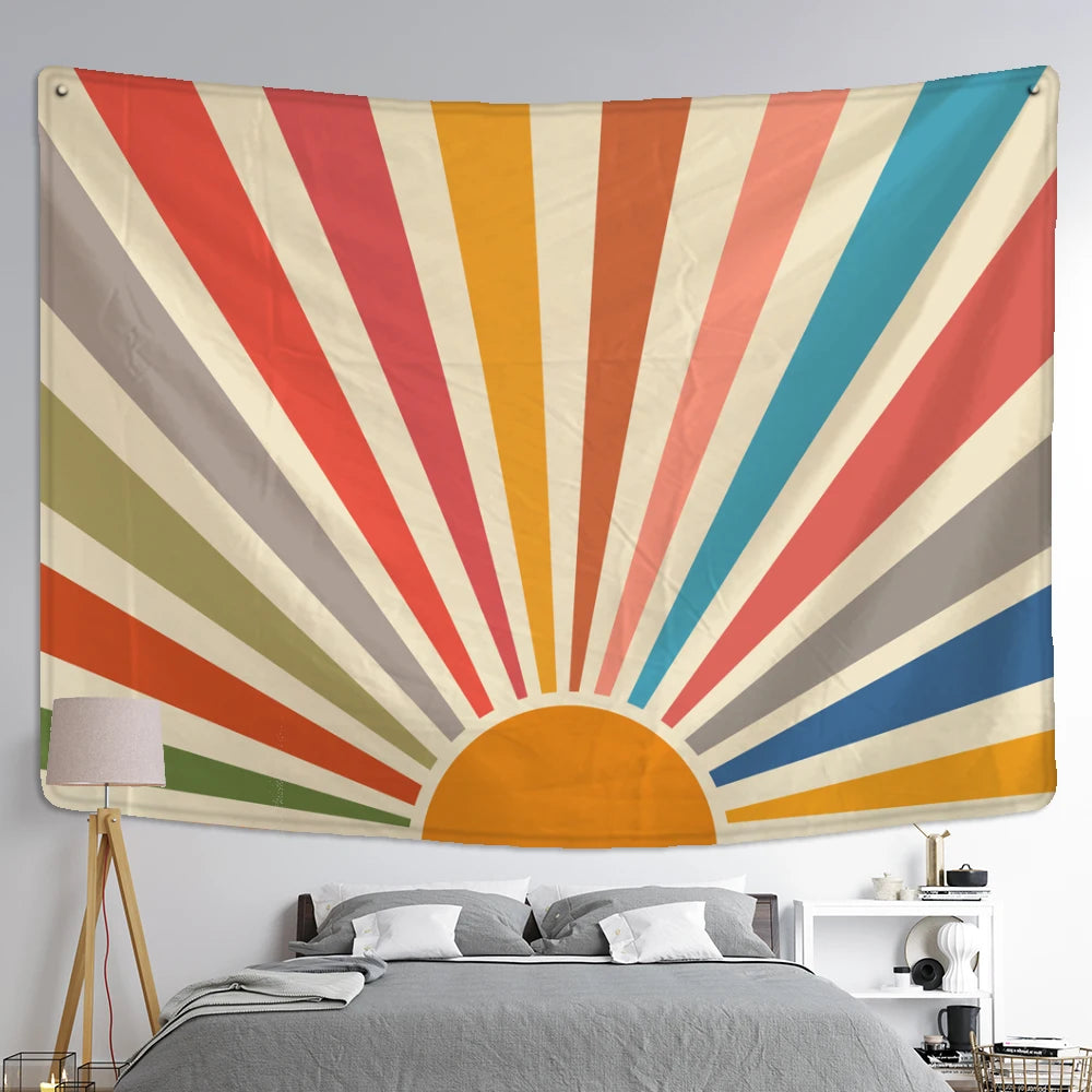 Bold Retro Sunrise Tapestry