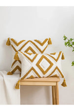 Fall Decor Yellow Geometric Cotton Pillow Case