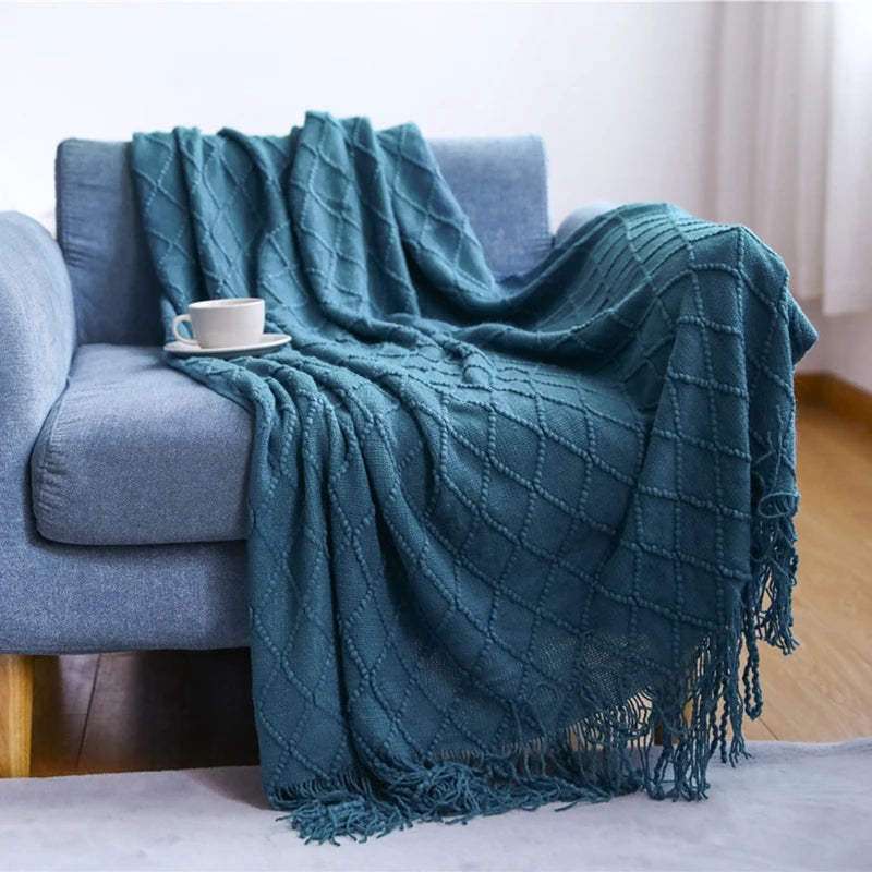 Sage Diamond Knit Throw Blanket