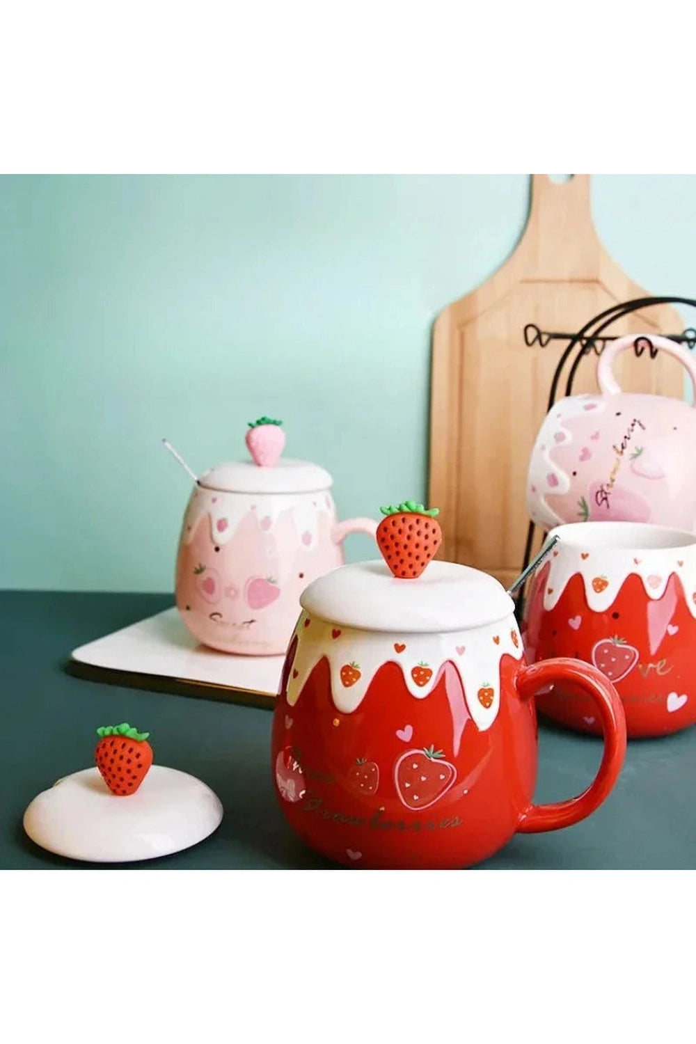 Strawberry Lid Breakfast Mug