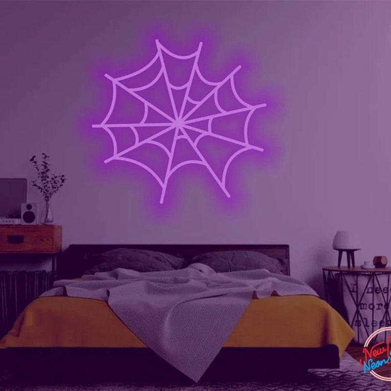 Spider Web Neon Sign