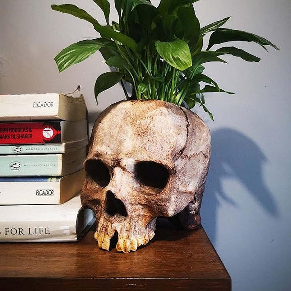 Goth Skull Flower Pot Halloween