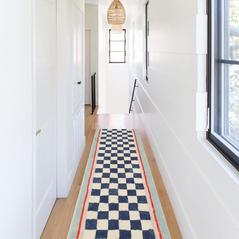 Checkered Soft Long Grids Rug