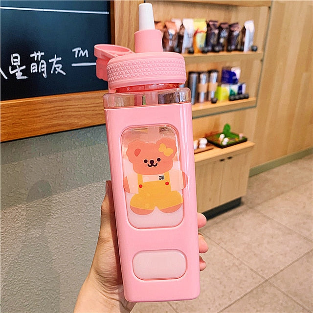 Kawaii Pastel Square Water Bottle