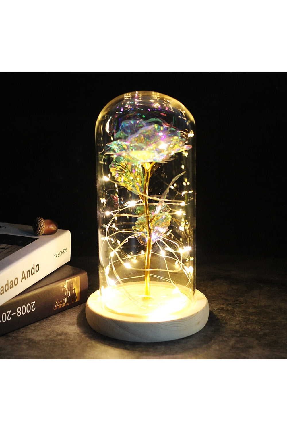 LED Illuminated Enchanted Rose Lamp