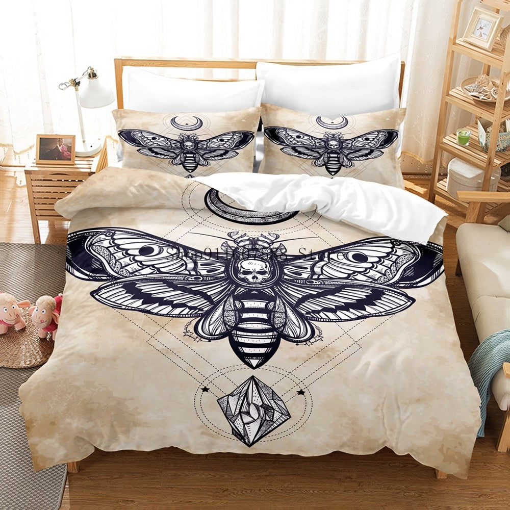 Gothic Black Death Moth Bedding Set