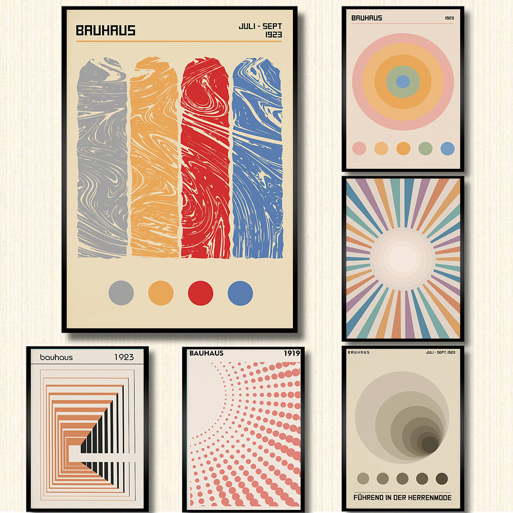 Abstract Bauhaus Geometric Canvas Poster