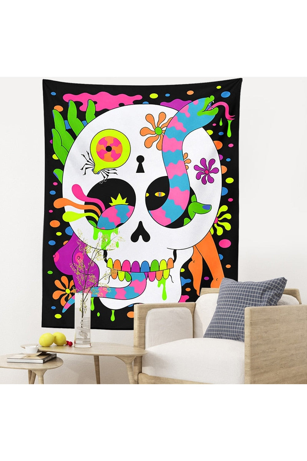 Black Magic Floral Psychedelic Tapestry